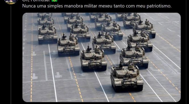 Sem limite para mentiras, deputado elogia desfile militar de Bolsonaro com foto de tanques da China