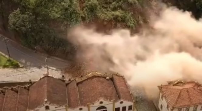 Vídeo: Parte de morro desaba em Ouro Preto, Minas Gerais
