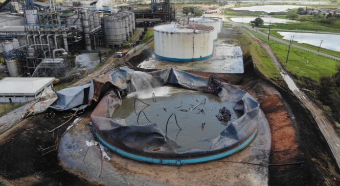 Veja o vídeo da explosão que destruiu tanque de etanol em usina de São Miguel