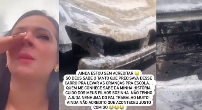 Mulher que teve carro incendiado em ato de terrorismo por bolsonaristas lança vaquinha