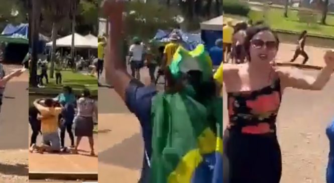 Bizarro: Vídeos mostram patriotários comemorando “Exército impedindo Lula de subir a rampa”