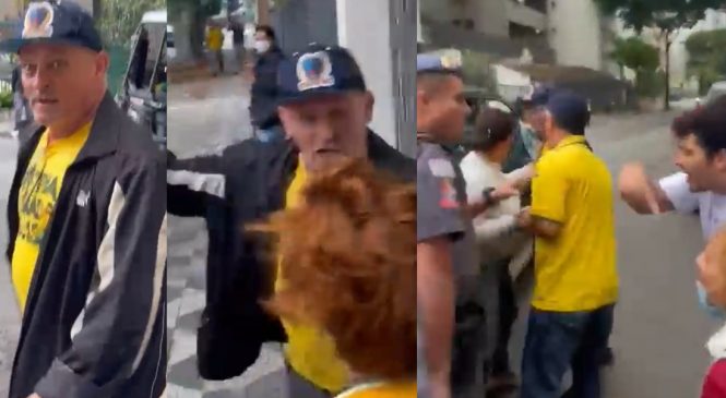 Vídeo: Bolsonarista agride mulher que defendia idosa que carregava bandeira de Lula