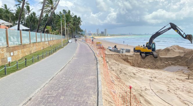 Trecho da orla da Jatiúca será interditado nesta quinta para obra de contenção