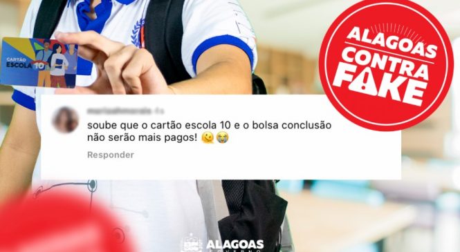 É falso que o Bolsa Conclusão do Cartão Escola 10 vai parar e que 13º do cartão CRIA deixará de existir