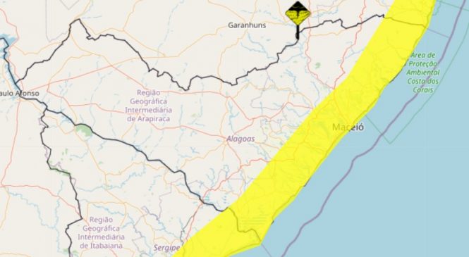 Inmet renova para Alagoas alerta para chuvas intensas em 37 municípios