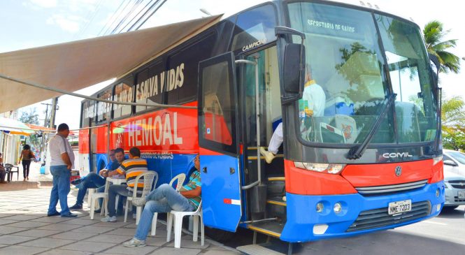 Hemoal faz coleta itinerante de sangue em Arapiraca e União dos Palmares