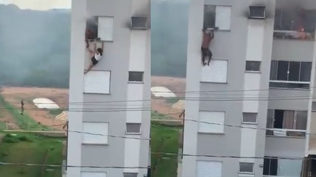 Vídeo: Avós se jogam do 4º andar após neto atear fogo no sofá da sala