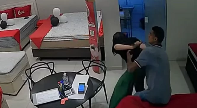 Vídeo: Homem tenta estuprar vendedora em loja de colchões