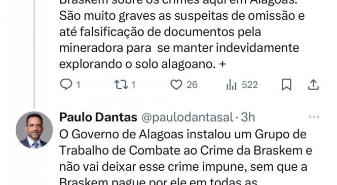 Dantas repercute resultados da operação contra Braskem