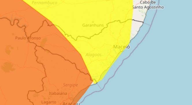 Inmet alerta para rajadas de ventos de até 100 km/h em cidades de Alagoas