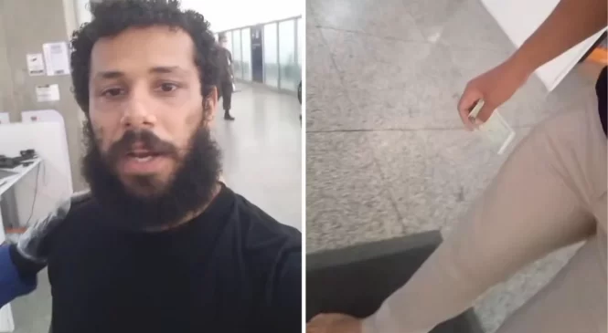 Ator da Globo, ‘Ramiro de Terra e Paixão’, protesta em revista feita no aeroporto do Galeão