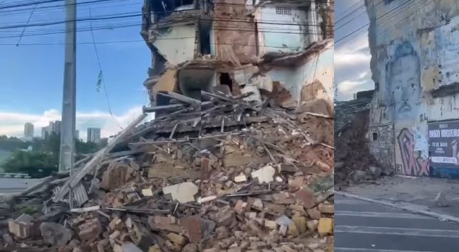 Pedaços de prédio abandonado desabam no Jaraguá