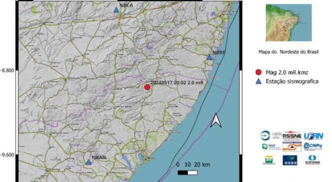 Alagoas teve 7 tremores de terra; Veja qual município teve maior número de registros