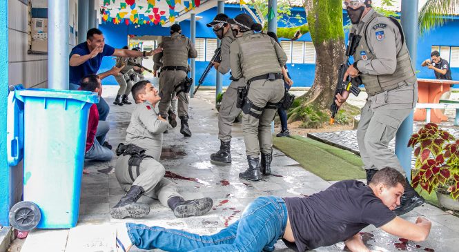 Simulado de intervenção em ataque a escolas encerra instruções do 2º Estágio de Policiamento Escolar da PM