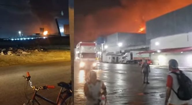 Grande incêndio atinge fábrica de plásticos em Maceió