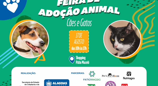 Governo de Alagoas promove Feira de Adoção de Cães e Gatos neste sábado