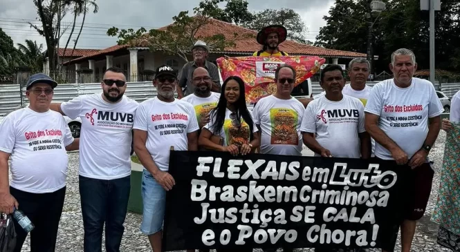 Vítimas da Braskem protestam durante encontro do G20, em Maceió