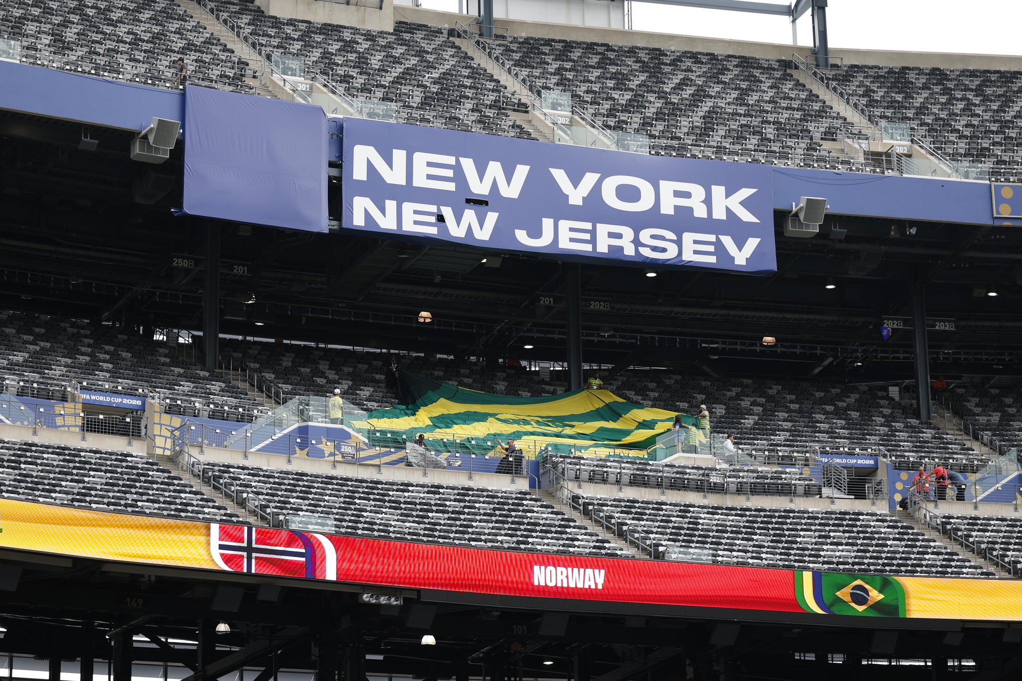 Estádio de Nova Jersey, palco do duelo entre Brasil e Noruega pelas oitavas da Copa do Mundo — Foto: Rafael Ribeiro / CBF